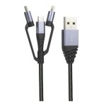 Tiger power cable 3en1 usb / micro - usb / type c / lightning 1. 2m gris - neuf