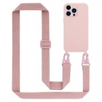 Tour de cou cha�ne pour apple iphone 13 pro max en liquid pink housse de protection en silicone avec ...