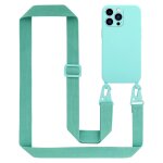 Tour de cou cha�ne pour apple iphone 13 pro en liquid turquoise housse de protection en silicone avec ...