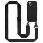 Tour de cou chane pour apple iphone 14 en liquid black housse de protection en silicone avec cordelette ...