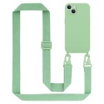 Tour de cou cha�ne pour apple iphone 14 en liquid light green housse de protection en silicone avec cordelette ...