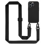 Tour de cou cha�ne pour apple iphone 14 pro en liquid black housse de protection en silicone avec cordelette ...