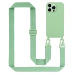 Tour de cou cha�ne pour apple iphone 14 pro max en liquid light green housse de protection en silicone ...