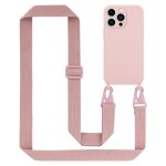 Tour de cou cha�ne pour apple iphone 14 pro en liquid pink housse de protection en silicone avec cordelette ...