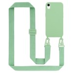 Tour de cou cha�ne pour apple iphone xr en liquid light green housse de protection en silicone avec cordelette ...