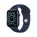 Watch series 6 (gps + cellular), botier en aluminium bleu de 44 mm, bracelet sport marine intense, bleu ...