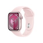Watch series 9 gps, boitier en aluminium de 41 mm avec boucle en caoutchouc, rose, m / l - neuf