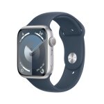Watch series 9 gps, boitier en aluminium de 45 mm avec boucle en caoutchouc, bleu, m / l - neuf