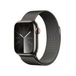 Watch series 9 gps + cellulaire, boitier en acier de 41 mm avec bracelet milanais, graphite - neuf