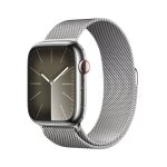 Watch series 9 gps + cellulaire, boitier en acier de 45 mm avec bracelet milanais, argent - neuf