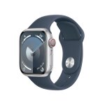Watch series 9 gps + cellulaire, boitier en aluminium de 41 mm avec boucle en caoutchouc, bleu, s / m ...