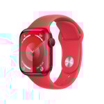 Watch series 9 gps + cellulaire, boitier en aluminium de 41 mm avec boucle en caoutchouc, rouge, s / ...