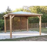 Pool house paroi avec ventelles mobiles bois massif tht 14m
