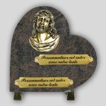 La boutique fun�raire coeur fun�raire granit himalaya - christ en bronze et inserts personnalisables