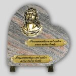 La boutique fun�raire coeur fun�raire granit juparana - christ en bronze et inserts personnalisables