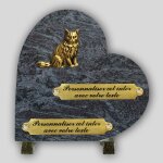 La boutique fun�raire coeur fun�raire granit mass blue - chat en bronze et inserts personnalisables