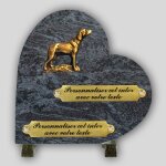 La boutique fun�raire coeur fun�raire granit mass blue - chien en bronze et inserts personnalisables