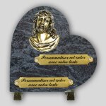 La boutique fun�raire coeur fun�raire granit mass blue - christ en bronze et inserts personnalisables ...