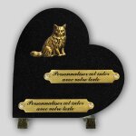 La boutique fun�raire coeur fun�raire granit noir - chat en bronze et inserts personnalisables