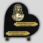 La boutique fun�raire coeur fun�raire granit noir - christ en bronze et inserts personnalisables
