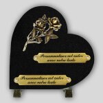 La boutique fun�raire coeur fun�raire granit noir - deux roses en bronze et inserts personnalisables