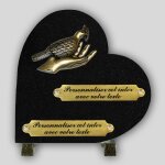 La boutique fun�raire coeur fun�raire granit noir - main et colombe en bronze et inserts personnalisables ...