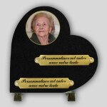 La boutique fun�raire coeur fun�raire granit noir - m�daillon et inserts personnalisables