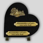 La boutique fun�raire coeur fun�raire granit noir - village en bronze et inserts personnalisables