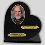 La boutique fun�raire grand coeur fun�raire granit noir - m�daillon et inserts personnalisables