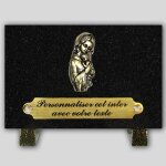 La boutique fun�raire plaque fun�raire granit granir noir rectangle - vierge et enfant en bronze et insert ...