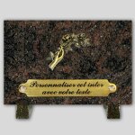 La boutique fun�raire plaque fun�raire granit himalaya rectangle - main et rose en bronze et insert personnali ...