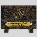 La boutique fun�raire plaque fun�raire granit himalaya rectangle - quatre roses en bronze et insert personnali ...