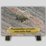 La boutique fun�raire plaque fun�raire granit juparana rectangle - coeur + colombe en bronze et insert ...