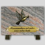 La boutique fun�raire plaque fun�raire granit juparana rectangle - colombe en bronze et insert personnalisable ...
