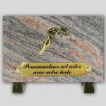 La boutique fun�raire plaque fun�raire granit juparana rectangle - main et rose en bronze et insert personnali ...