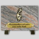 La boutique funraire plaque funraire granit juparana rectangle - vierge et enfant en bronze et insert ...