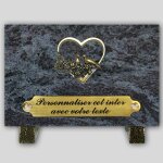La boutique fun�raire plaque fun�raire granit mass blue rectangle - coeur + colombe en bronze et insert ...