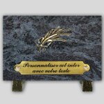La boutique fun�raire plaque fun�raire granit mass blue rectangle - epi de bl� en bronze et insert personnalis ...