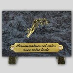 La boutique fun�raire plaque fun�raire granit mass blue rectangle - main et rose en bronze et insert ...