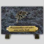 La boutique fun�raire plaque fun�raire granit mass blue rectangle - rose en bronze et insert personnalisable ...