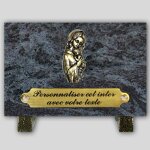La boutique fun�raire plaque fun�raire granit mass blue - vierge et enfant en bronze et insert personnalisable ...