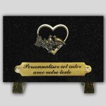 La boutique fun�raire plaque fun�raire granit noir rectangle - coeur + colombe en bronze et insert personnalis ...