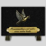 La boutique fun�raire plaque fun�raire granit noir rectangle - colombe en bronze et insert personnalisable ...
