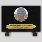 La boutique fun�raire plaque fun�raire granit noir rectangle - m�daillon photo et insert personnalisable ...