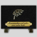 La boutique fun�raire plaque fun�raire granit noir rectangle - rose en bronze et insert personnalisable ...