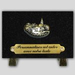 La boutique fun�raire plaque fun�raire granit noir rectangle - village en bronze et insert personnalisable ...