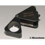 Ricestone 1ha) loupe triplet 20x18mm triangulaire, pliable pour bijoutier. Ricestone 1ha) loupe triplet 20x18mm triangulaire, pliable pour bijoutier.