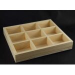 Ricestone 2) plateau fabriqu� artisanalement en bois naturel 25x28x4cm, 9 casiers.