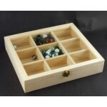 Ricestone 3a) coffret fabriqu� artisanalement bois naturel 25x28x6cm, 9 casiers.