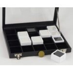 Ricestone 7a) coffret haut, vitré à charnière pour 20x boîtes à gemmes 4x4 cm. Ricestone 7a) coffret haut, vitré à charnière pour 20x boîtes à gemmes 4x4 cm.